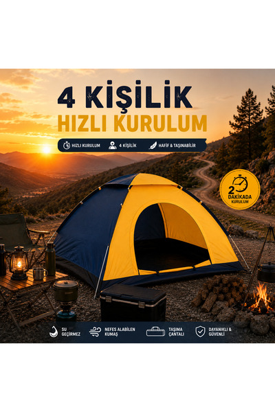 Temur Company 4 Kişilik Hızlı Kurulum Kamp çadırı