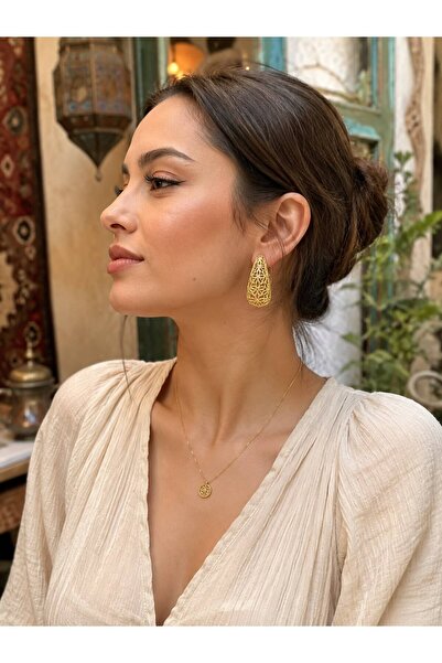 Mervişim Aksesuar Gold Wire Embroidered Oval Vintage Retro Summer Bohemian Go...