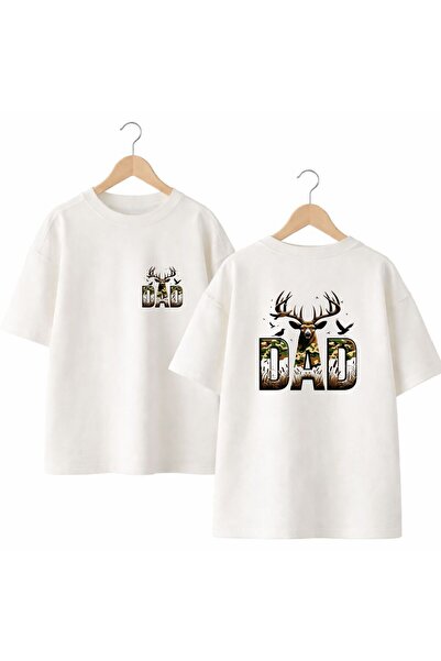 playwear Dad Deer Printed on the Back and Front Chest, 100% Cotton Oversize L...