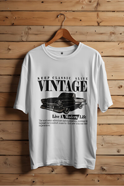 LUMSHİNE Tricou oversize cu imprimeu mașină vintage