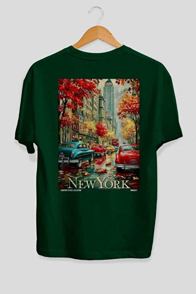 Ankhises New York 2 Green Oversize Country City Back Printed Unisex T-Shirt 1...