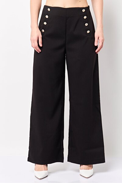 London Fog Women Regular Fit Solid Palazzo Pants, Black