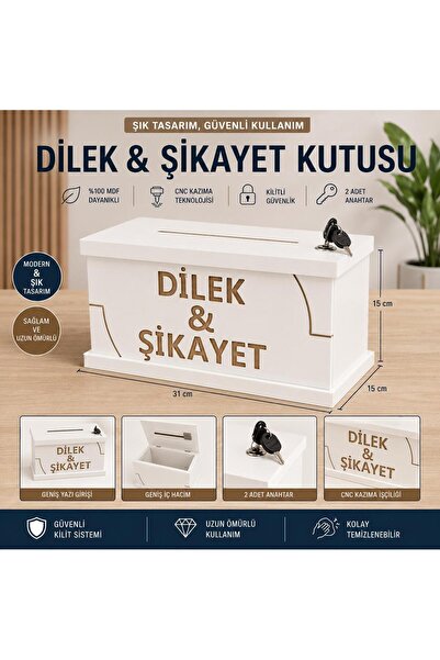 BOZKURT CNC DİLEK & ŞİKAYET KUTUSU %100 MDF ŞIK TASARIM GÜVENLİ İKİ ANAHTARLI...