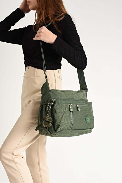 NEMO BAGS Women's Khaki Shoulder Bag, Postman Crinkle Fabric Waterproof Cross...