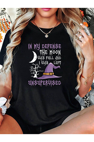 12 HERTZ Women's "n My Defense, the Was Full" T-Shirt - Hat & Full Moon Print...