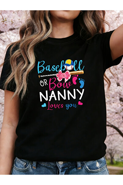 12 HERTZ تي شيرت مطبوع عليه عبارة "Baseball OR Bow NANNY Loves You"، قميص كاج...