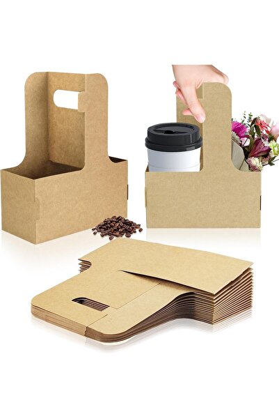 Arabest 15-Count Disposable 2-Cup Drink Carrier,Kraft Paperboard Cup Holder w...