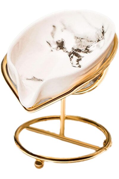 Arabest Soap Dish,Leaf-shaped Ceramic Soapbar Holder,Punch-Free,Auto-Drain,30...