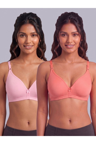 Eden By Styli Pack of 2 - Non-Padded Non Wired Cotton Blend T-Shirt Bra