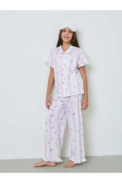 Styli Teens Floral Short Sleeve Shirt And Pyjama Set