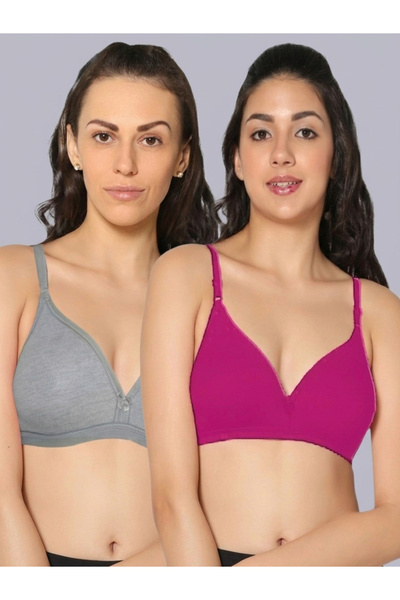 Eden By Styli Pack of 2 - Non-Padded Non Wired Cotton Blend T-Shirt Bra