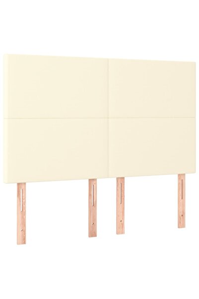 vidaxl Tăblie de pat crem 144x5x118/128 cm piele ecologică