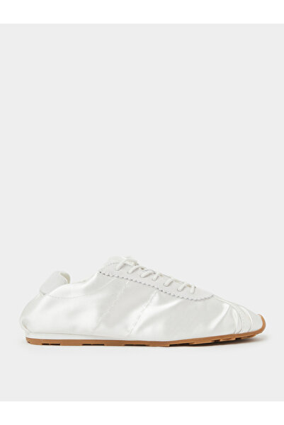 Styli Off White Plain Satin Fitted Cuff Sneakers