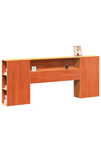 vidaxl Tăblie de pat cu depozitare maro ceruit, 200 cm, lemn masiv pin
