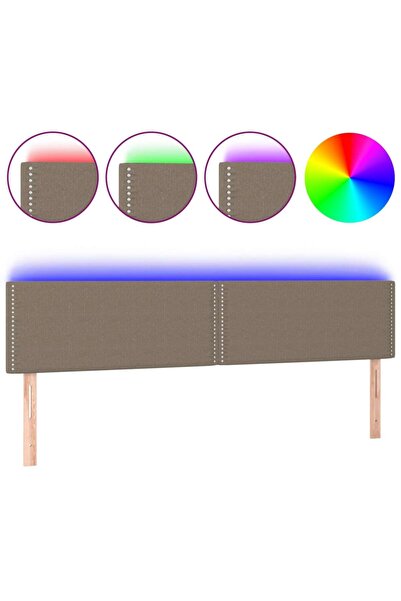 vidaxl Tăblie de pat cu LED, gri taupe, 200x5x78/88 cm, textil