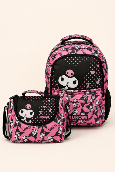 kuromi Licensed 2-Piece School Bag Set Backpack Lunch Bag Girls' Primary Scho...