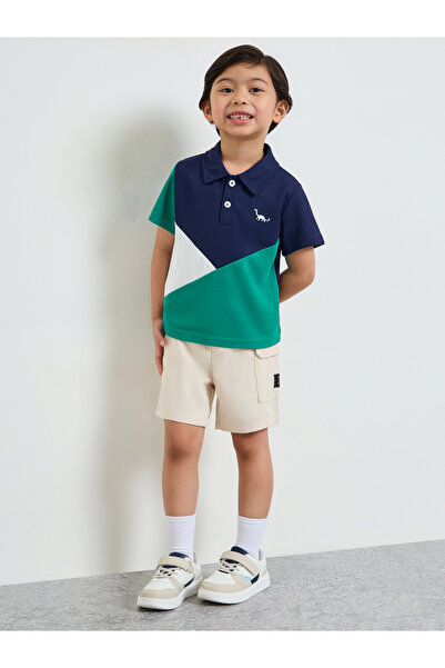 Styli Boys Color Block Polo T-Shirt And Shorts Set