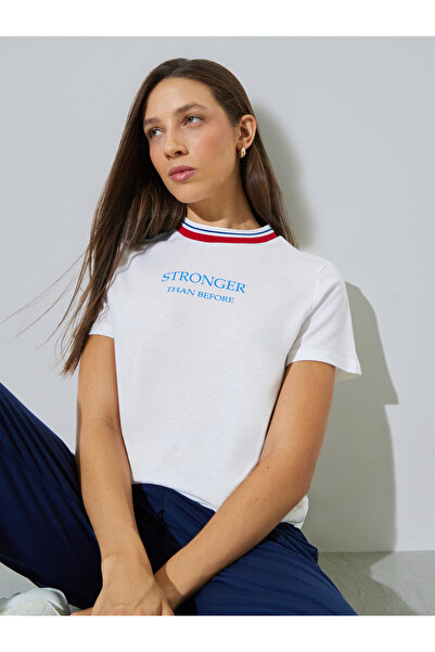 Styli White Slogan Print Regular Fit T-Shirt