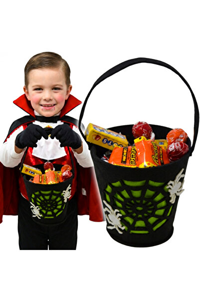 Korbi Geantă-coș de Halloween din pâslă neagră pentru bomboane