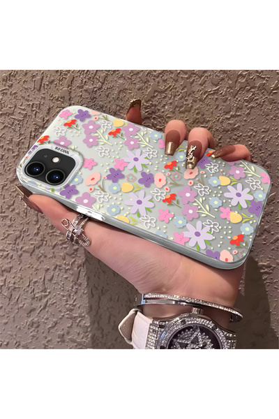PATTERNOVA iPhone 11 Uyumlu Tam baskılı küçük çiçek sert kılıf, basit tam kap...