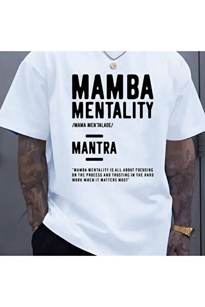 NOURAM Mamba Mentality T-Shirt, White Casual Crew Neck Shirt, Featuring "Mamb...