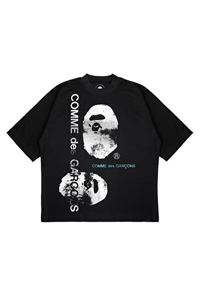 PURE EFFECT Ουνισέξ Όβερσάιζ COMME x A BATHING APE Μπλουζάκι με στάμπα, σε φα...