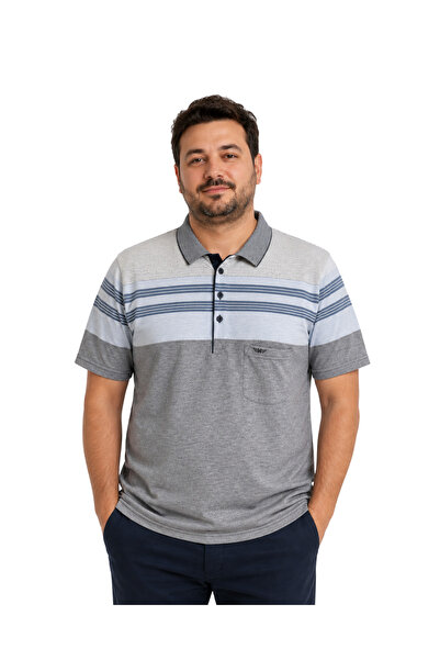 BattalModa Melange White Polo Collar Short Sleeve Wind T-Shirt M-L-Xl-2Xl