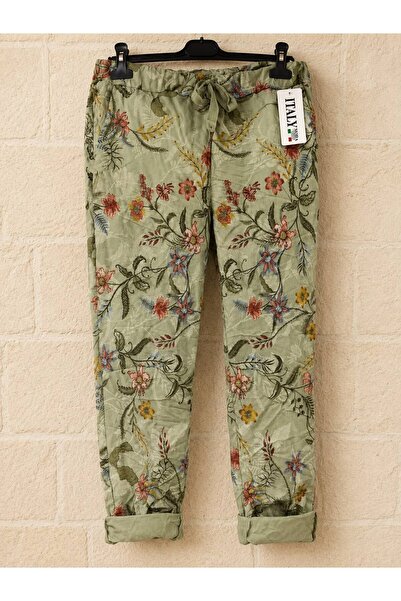 AGORATEKSTİL Women's Original Italian Full-Ligral Elastic Waist Tie-Up Pants ...
