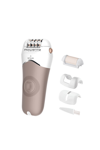 Rowenta Epilator AquaSoft Wet & Dry EP4924F0, 2 trepte de viteză, 24 ace de e...