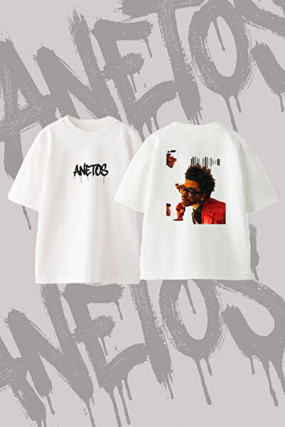 Anetos The Weeknd_80 Σχεδιαστικό μπλουζάκι με στάμπα στην πλάτη, βαμβακερό, λ...