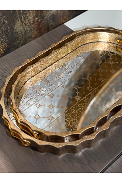 KARCILAR HOME STORE 2’li altın yaldızlı tepsi