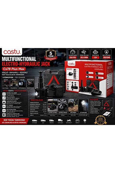 CASTU ELEKTRİKLİ 5 TON HİDROLİK KRIKO HAVA POMPASI BİJON ANAHTARI