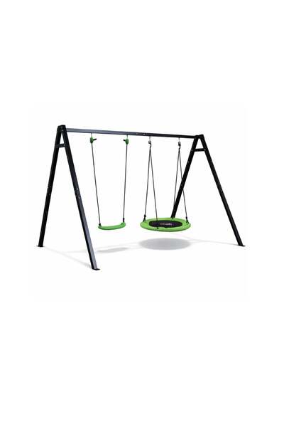LEAN Balansoar de grădină cu leagăn 2 în 1, cadru negru, 260 x 173 cm, 29181