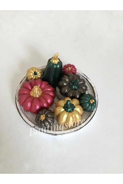 Bautinq Store BALKABAĞI DEKOR SET STANDLI METALİK BOYALI 8 Lİ BETON KABAK VE ...