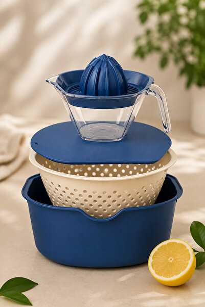 EMİLA HOME 5 Piece Kitchen Set Mixing Bowl Salad Bowl Cutting Board Lemon Squ...