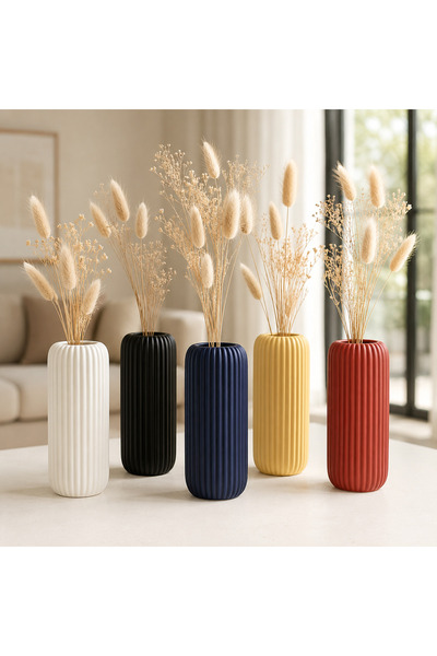MYE TEKNOLOJİ Dekoratif Çizgili Vazo 3D Baskı Modern Saksı Görünümlü Kuru Çiç...