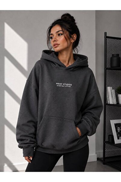TREND EMMODA سويت شيرت نسائي بقلنسوة كبير الحجم مطبوع من PRETTI STUDIOS