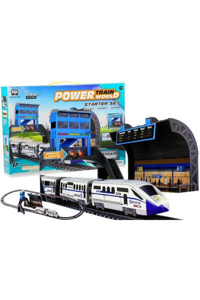 LEAN Set trenuleț de jucărie cu locomotivă și 1 vagon, 244 cm, 106 x 44 cm, m...