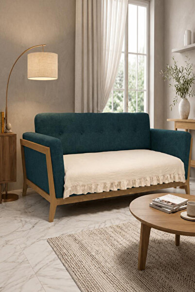 nijuu Fırfırlı Koltuk Örtüsü %100 Pamuk 90x210 cm, Koltuk Koruyucu Örtü Tekli...