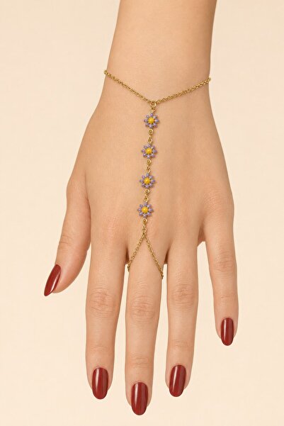 X-Lady Accessories Altın Renk Sıralı Papatya Çelik Şahmeran - 3900