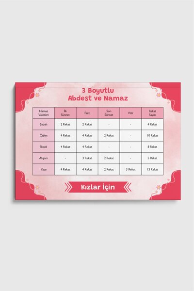 Türkiye Diyanet Vakfı Yayınları 3 Boyutlu Abdest Ve Namaz Kitapçığı Pembe