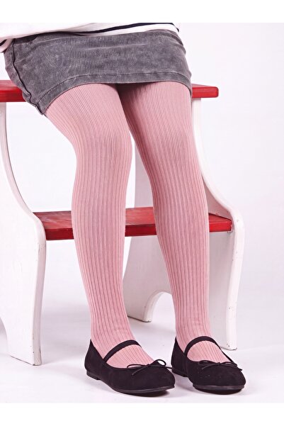 LE VISSION TEKSTİL Plain Pink Girls' Socks 7-8 Years Old