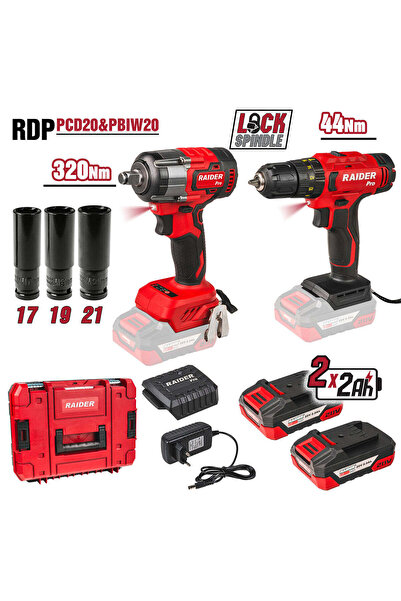 Raider Set mașină de găurit cu percuție și cheie de impact RDP-PCDIW20, 1/2 "...