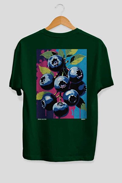 Ankhises Μπλουζάκι Unisex με στάμπα στην πλάτη με σχέδιο Blueberry Oversize, ...