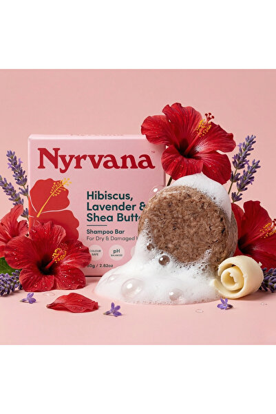 Nyrvana Hibiscus, Lavender & Shea Butter Shampoo Bar 80g – Hydrating & Nouris...