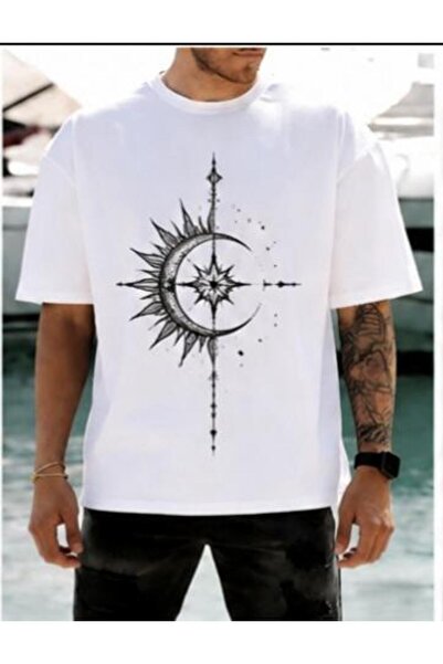 bellanova Unisex πολύχρωμο μπλουζάκι με στάμπα Oversize Streetwear Άνετη εφαρ...