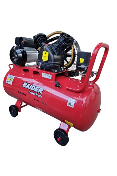 Raider Compresor de aer cu transmisie prin curea, cu 2 pistoane RD-AC17, 100 ...