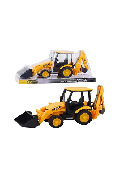 LEAN Excavator de jucărie cu două cupe, galben cu detalii negre, 39,5 x 16,5 ...