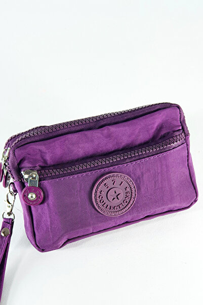 FCSTORE Purple Wallet Waterproof Clinker 3 Compartment Front Zipper with Wris...