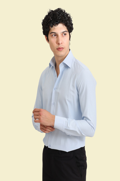 Picuardo Erkek Slim Fit Uzun Kollu Kolay Ütülebilen Pamuklu Düz Gömlek